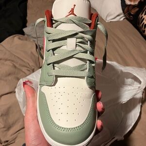 Nike Air Jordan Low Top in Cream, Sage & Red